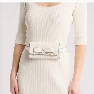 NWT Kate Spade Leather Cream Belt Bag with Bow Detail